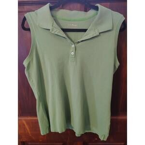 L. L. Bean Slightly Fitted Green Sleeveless To Size Large